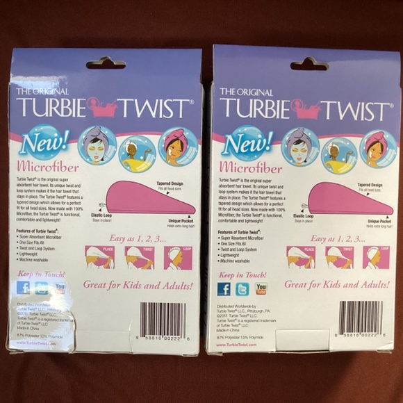 The Original Turbie Twist Hair Towel Bundle 2 packs Super Absorbent NEW - Picture 8 of 8